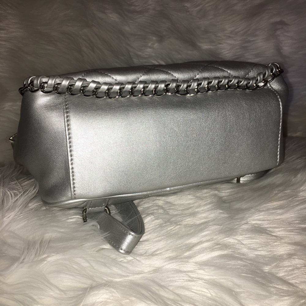 BEBE silver backpack 🎒 bag quilted leather - Picture 8 of 8